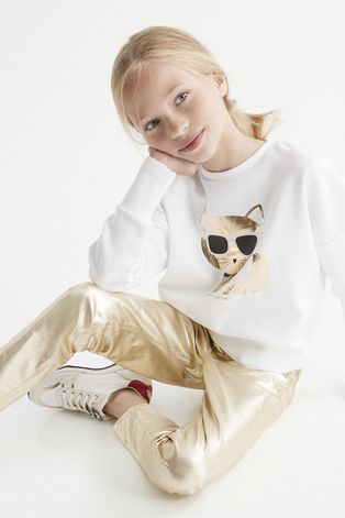 Karl Lagerfeld bluza dziecięca kolor biały wzorzysta