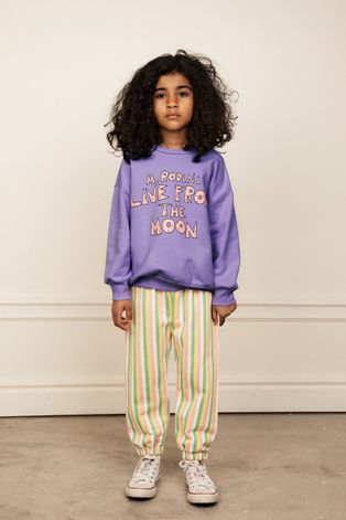 Mini Rodini bluza bawełniana dziecięca kolor fioletowy z nadrukiem
