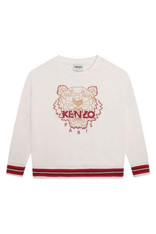 Детская хлопковая кофта Kenzo Kids цвет белый с аппликацией
