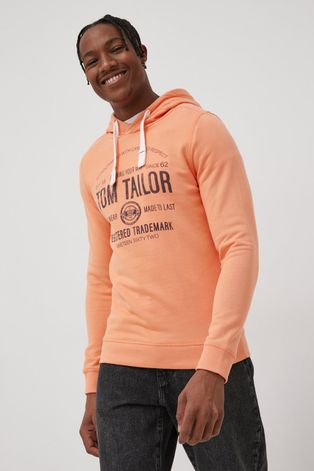 Бавовняна кофта Tom Tailor чоловіча колір помаранчевий з принтом