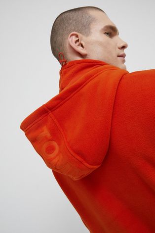 Tommy Jeans Bluza męska kolor pomarańczowy z kapturem gładka