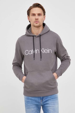 Хлопковая кофта Calvin Klein мужская цвет серый с принтом