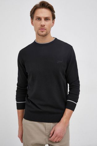 Пуловер Guess мъжки в черно от лека материя
