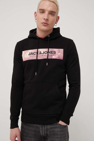 Кофта Jack & Jones мужская цвет чёрный с принтом
