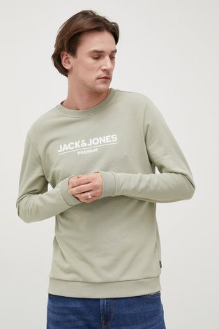 Premium by Jack&Jones bluza męska kolor zielony z nadrukiem