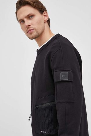 Βαμβακερή μπλούζα C.P. Company ανδρικό, χρώμα: μαύρο,