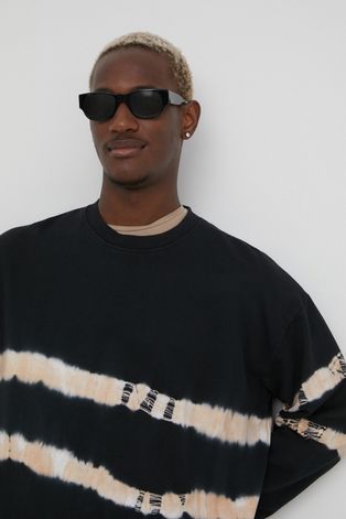 Solid bluza bawełniana męska kolor czarny wzorzysta