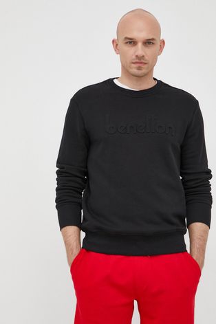 Βαμβακερή μπλούζα United Colors of Benetton χρώμα: μαύρο,