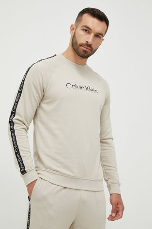Calvin Klein Performance melegítő felső Active Icon bézs, férfi, nyomott mintás