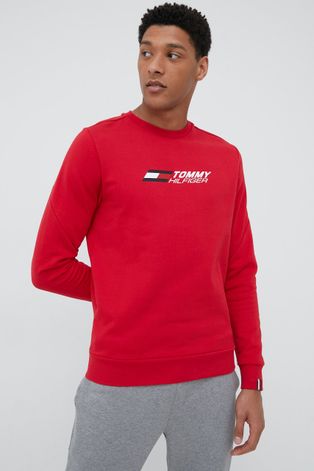Βαμβακερή μπλούζα Tommy Hilfiger χρώμα: κόκκινο,
