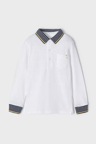 Dětská bavlněná košile s dlouhým rukávem Mayoral bílá barva