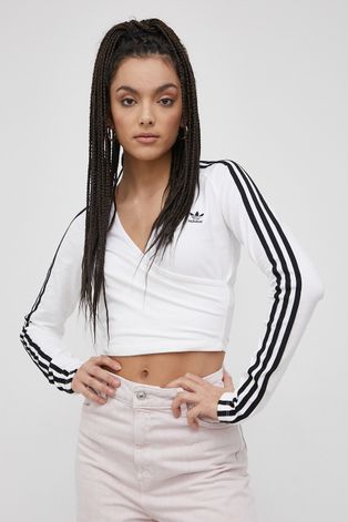 Блуза с дълги ръкави adidas Originals дамска в бяло
