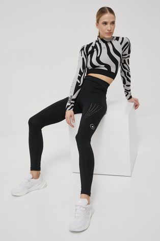 Лонгслив для тренировок adidas by Stella McCartney X Wolford цвет чёрный с полугольфом