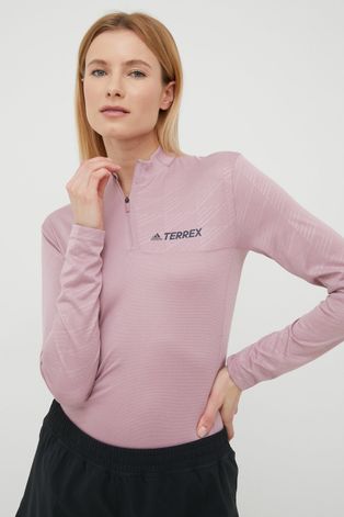 Спортна блуза с дълги ръкави adidas TERREX Multi в розово с ниско поло