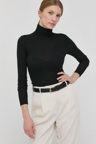 Блуза с дълги ръкави с вълна Bruuns Bazaar Angela в черно с поло