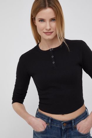Calvin Klein Jeans longsleeve bawełniany kolor czarny