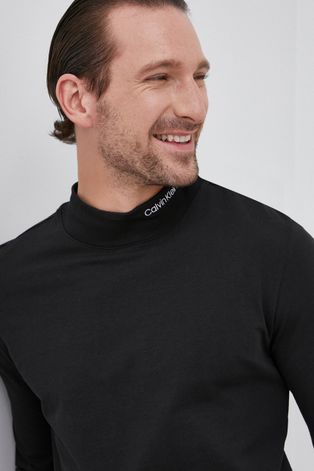 Calvin Klein Longsleeve męski kolor czarny gładki
