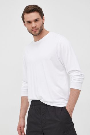 Majica dugih rukava Resteröds za muškarce, boja: bijela, jednobojni model