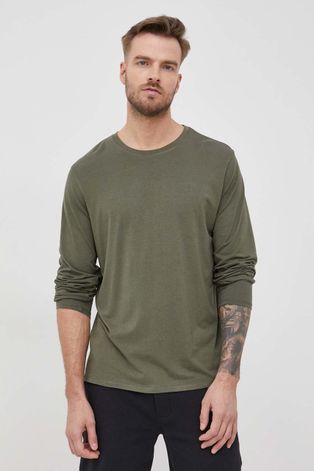 Majica dugih rukava Resteröds za muškarce, boja: zelena, jednobojni model