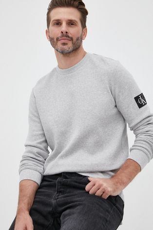 Хлопковый свитер Calvin Klein Jeans цвет серый