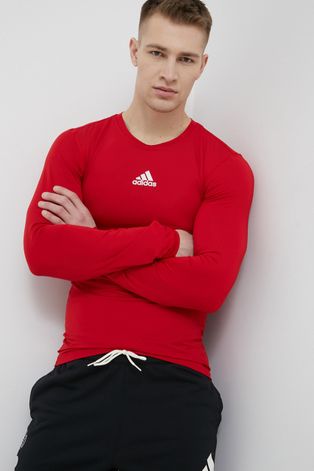 Блуза с дълги ръкави adidas Performance мъжка в червено с изчистен дизайн
