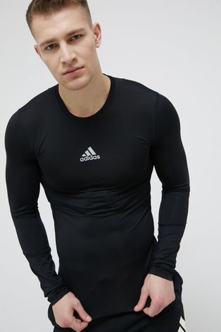 Tréningové tričko s dlhým rukávom adidas Performance čierna farba, jednofarebné