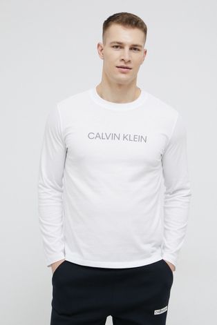 Блуза с дълги ръкави Calvin Klein Performance мъжка в бяло с изчистен дизайн