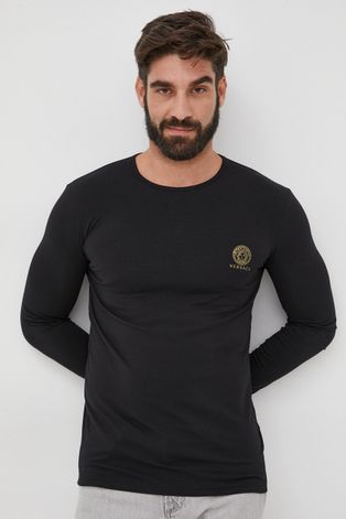 Versace longsleeve (2-pack) męski kolor czarny z nadrukiem