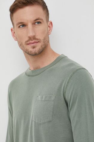 Βαμβακερή μπλούζα με μακριά μανίκια s.Oliver χρώμα: πράσινο