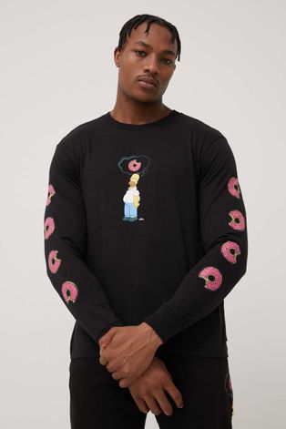 Βαμβακερή μπλούζα με μακριά μανίκια Billabong Billabong X The Simpsons χρώμα: μαύρο