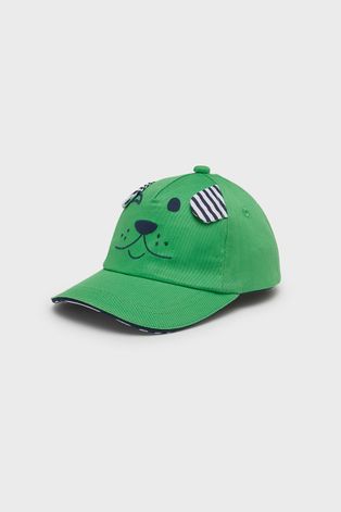 Detská čiapka Mayoral zelená farba, s potlačou