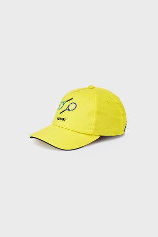 Detská čiapka Mayoral žltá farba, s nášivkou