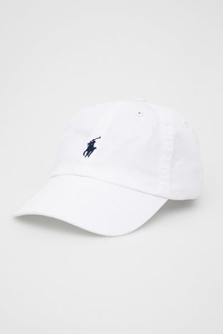 Бавовняна шапка Polo Ralph Lauren колір білий з аплікацією