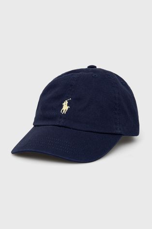 Бавовняна шапка Polo Ralph Lauren колір синій однотонна