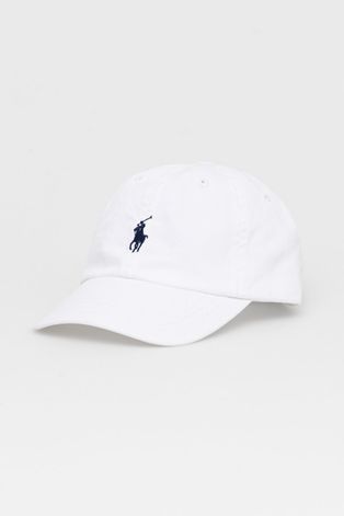 Бавовняна кепка Polo Ralph Lauren колір білий з аплікацією