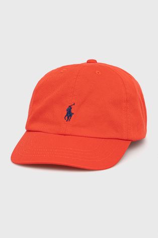 Хлопковая кепка Polo Ralph Lauren цвет красный однотонная