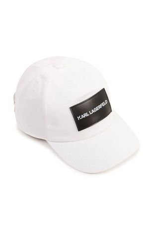 Karl Lagerfeld czapka bawełniana dziecięca kolor biały z aplikacją