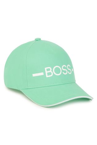 Детская хлопковая кепка Boss цвет зелёный с аппликацией