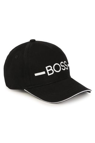 Παιδικός βαμβακερός Καπέλο Boss χρώμα: μαύρο