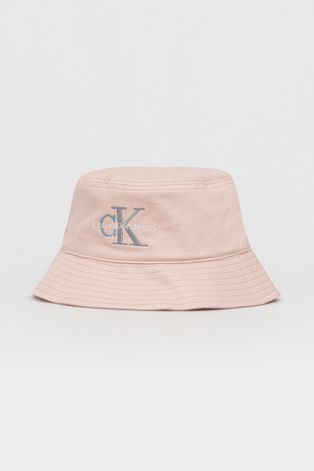 Bavlnený klobúk Calvin Klein Jeans ružová farba