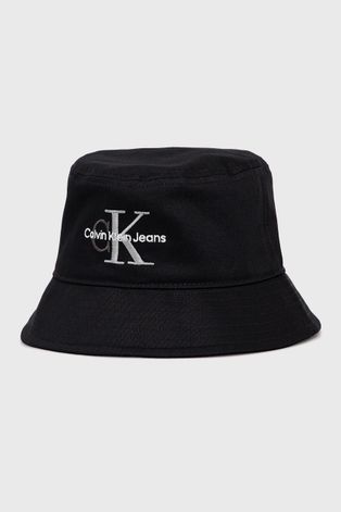 Bavlnený klobúk Calvin Klein Jeans čierna farba
