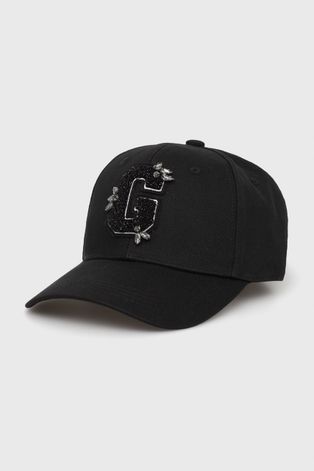Βαμβακερό καπέλο Guess χρώμα: μαύρο