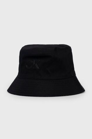 Двухсторонняя хлопковая шляпа Calvin Klein цвет чёрный хлопковый