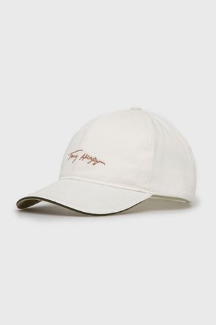 Хлопковая кепка Tommy Hilfiger Iconic цвет бежевый с аппликацией