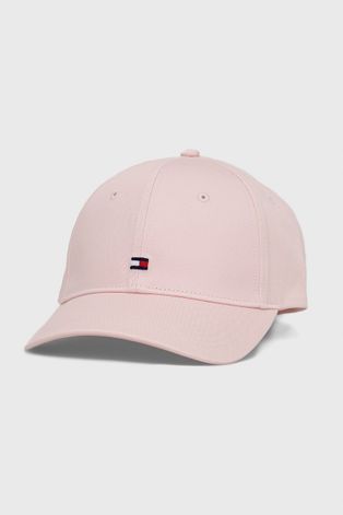 Pamučna kapa Tommy Hilfiger boja: ružičasta, s aplikacijom