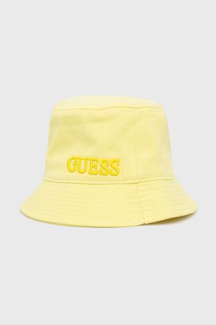 Шляпа из хлопка Guess цвет жёлтый хлопковый
