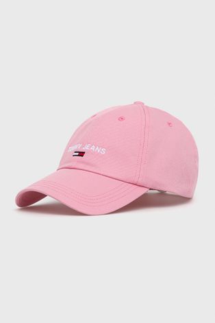 Βαμβακερό καπέλο Tommy Jeans χρώμα: ροζ
