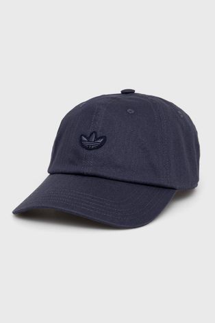 Бавовняна шапка adidas Originals колір синій гладка