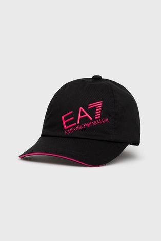 Хлопковая кепка EA7 Emporio Armani цвет чёрный с аппликацией