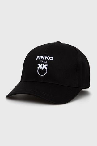 Шапка Pinko колір чорний гладка